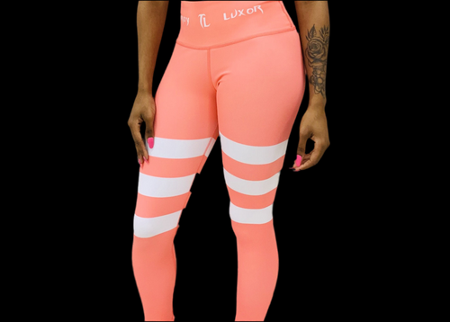 Troy Luxor Women's Pink Cashmere Strips High Waisted Leggings