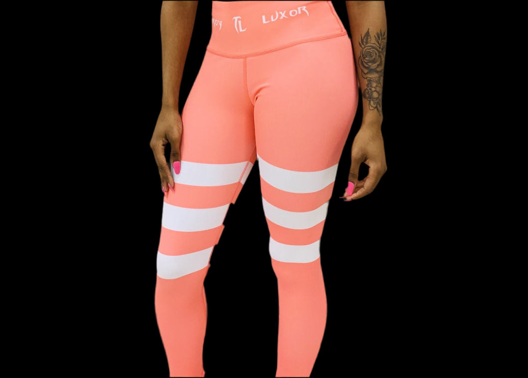 Troy Luxor Women's Pink Cashmere Strips High Waisted Leggings