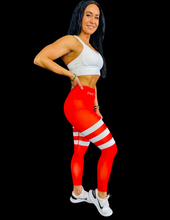Load image into Gallery viewer, Troy Luxor Women&#39;s Red Cashmere Strips High Waisted Leggings