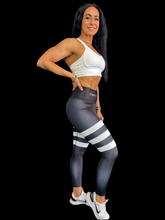 Load image into Gallery viewer, Troy Luxor Women&#39;s Black Cashmere Strips High Waisted Leggings