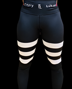 Troy Luxor Women's Black Cashmere Strips High Waisted Leggings