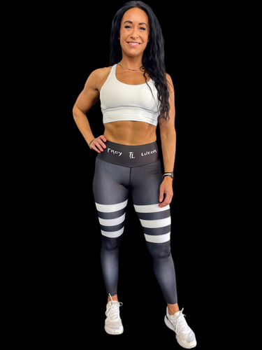 Troy Luxor Women's Black Cashmere Strips High Waisted Leggings